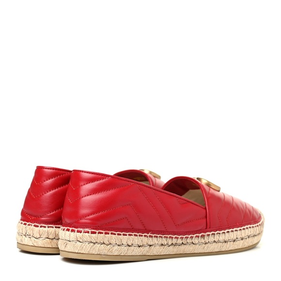 GUCCI 
Nappa Matelasse GG Marmont Espadrilles Hibiscus Red - Picture 3 of 5
